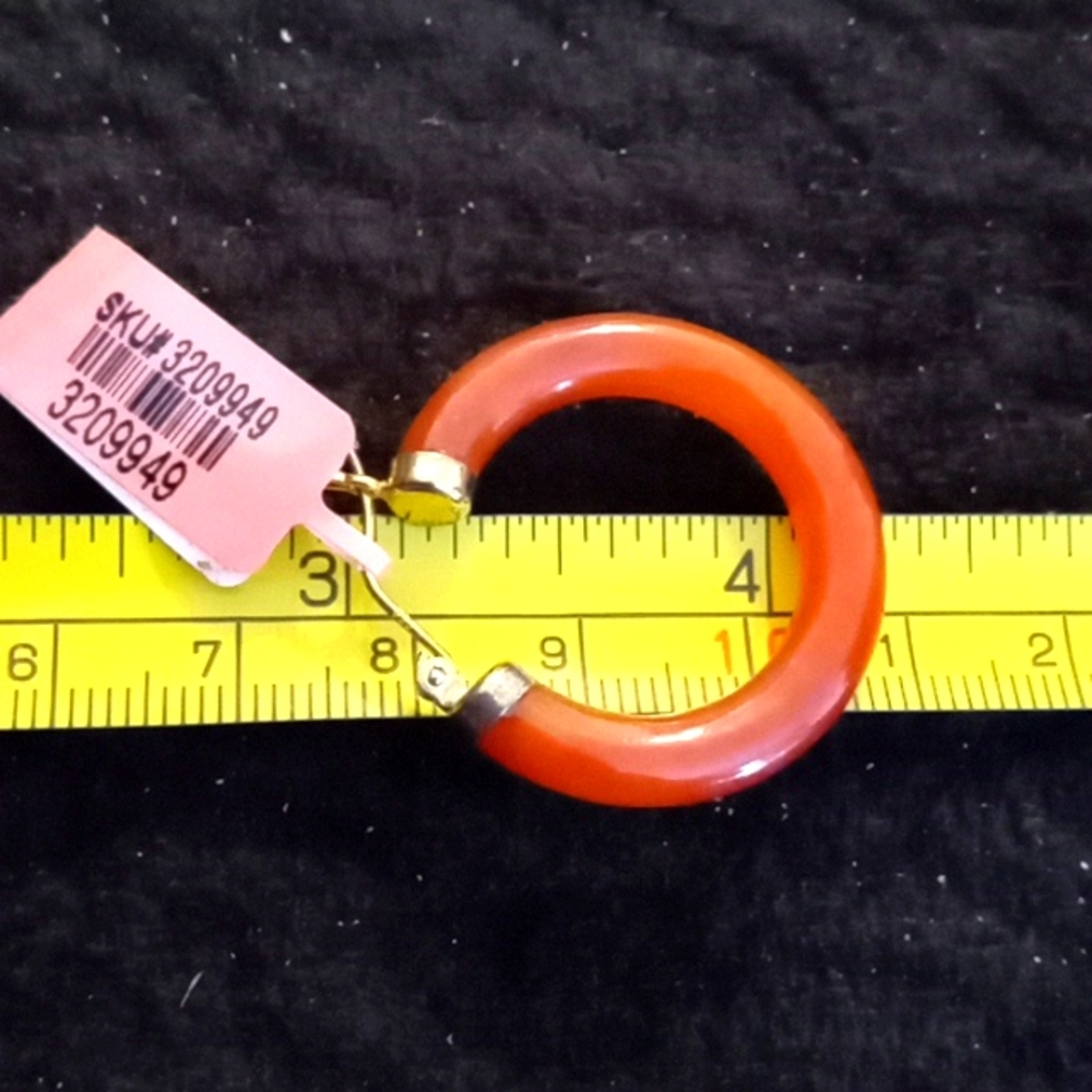 ORANGE JADE HOOP EARRINGS - Picture 5 of 6